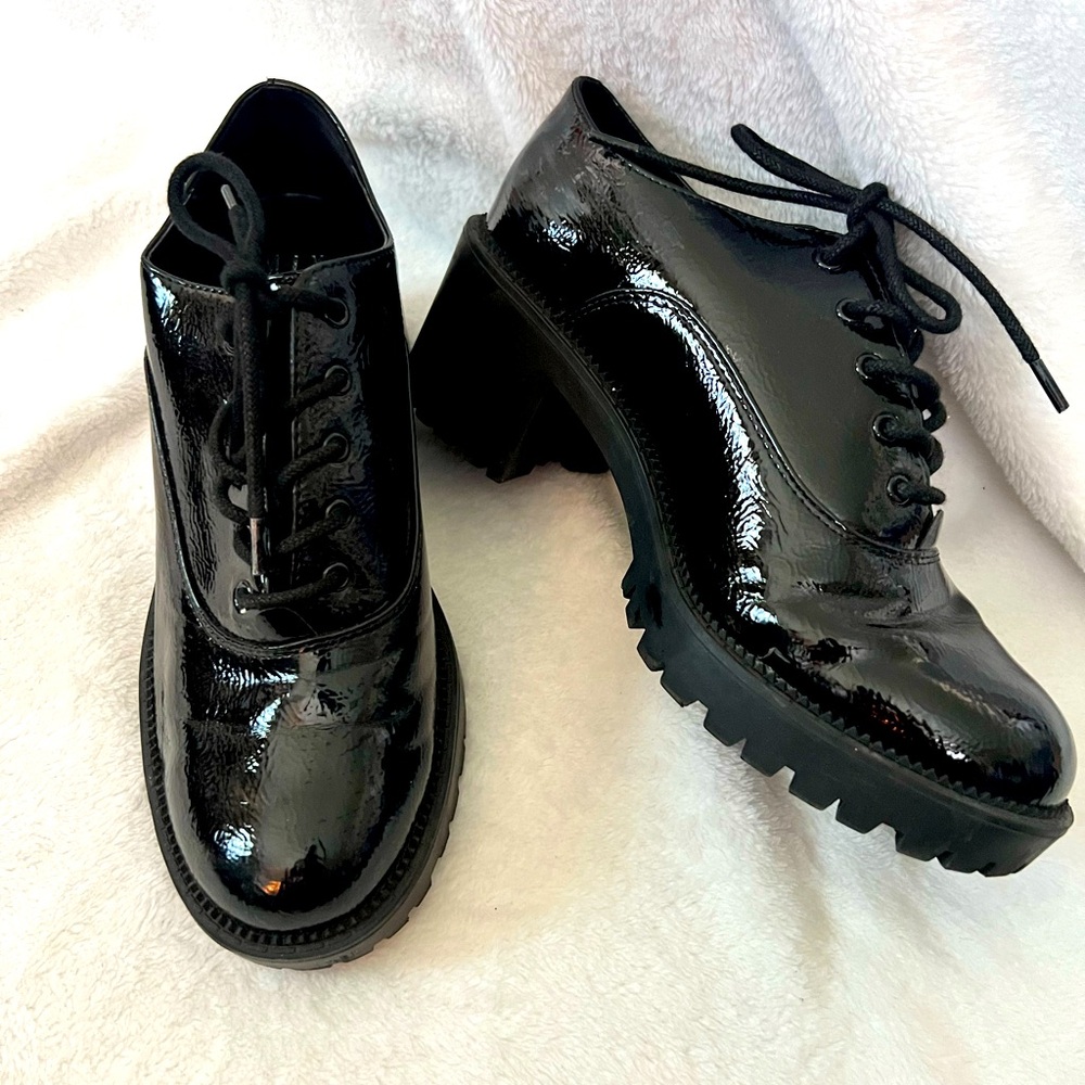 Mix No 6 Chunky Black Patent Leather Women's Shoes